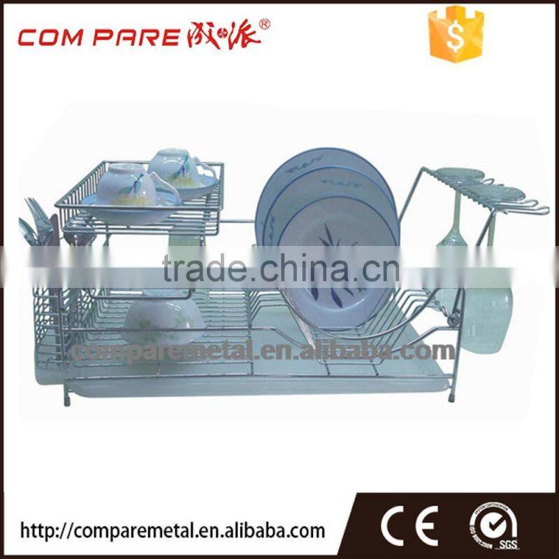 Metal wire folding kitchen dish rack