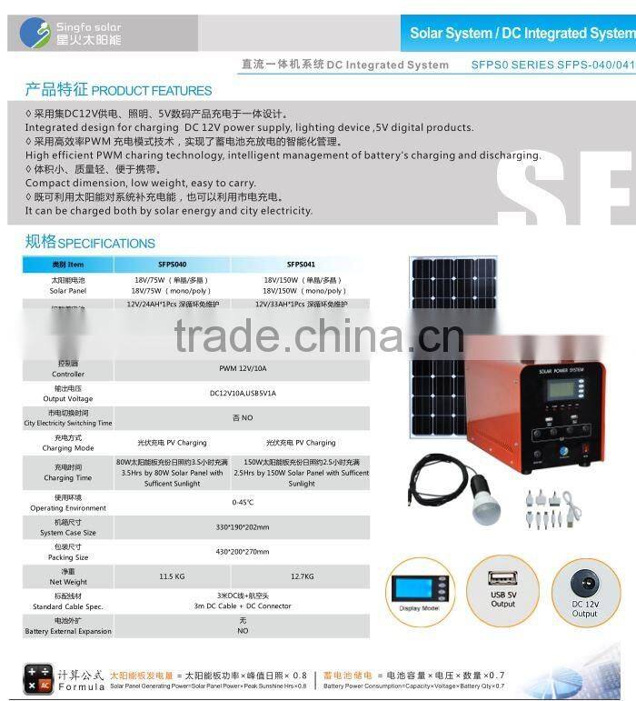 SFPS040 Portable 80W 90W Solar energy system/solar panel system