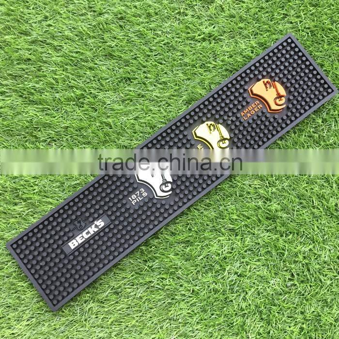 designated logo soft plastic PVC bar runner non slip bar rail mats
