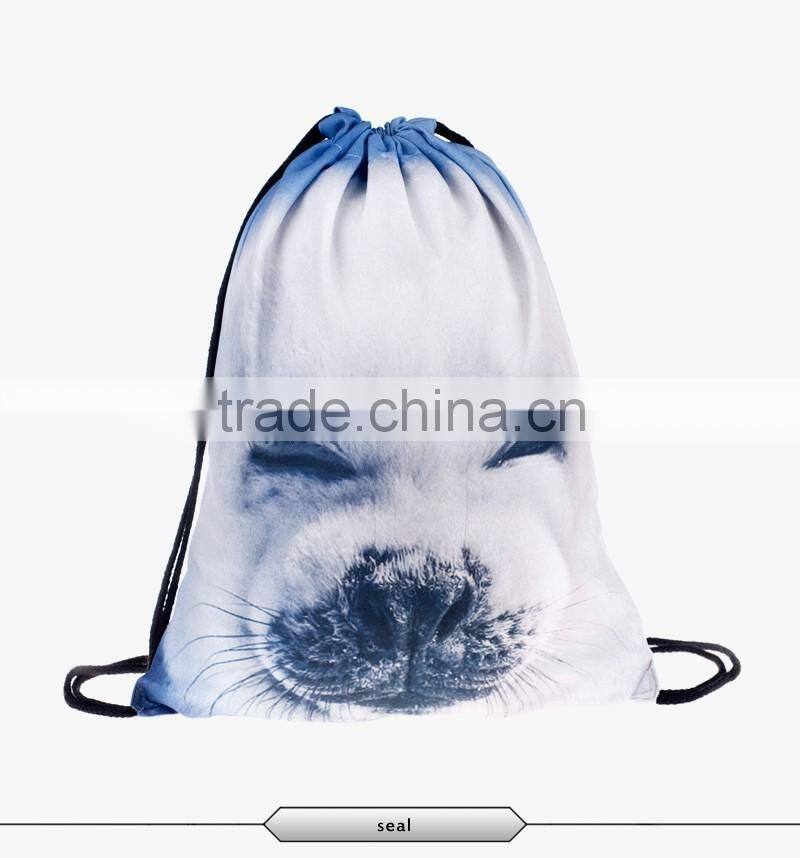 300D cute animal series leisure bag with drawstring