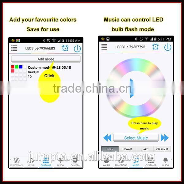 Factory sale smartphone control dimmable multicolor E27 bluetooth smart led bulb