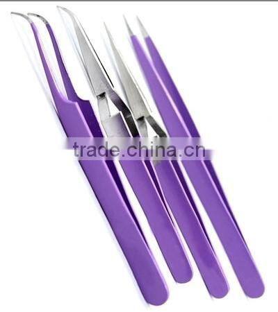 Multi Colour Eyelash Extension Tweezers Pointed Tweezers with Titanium Multicolor