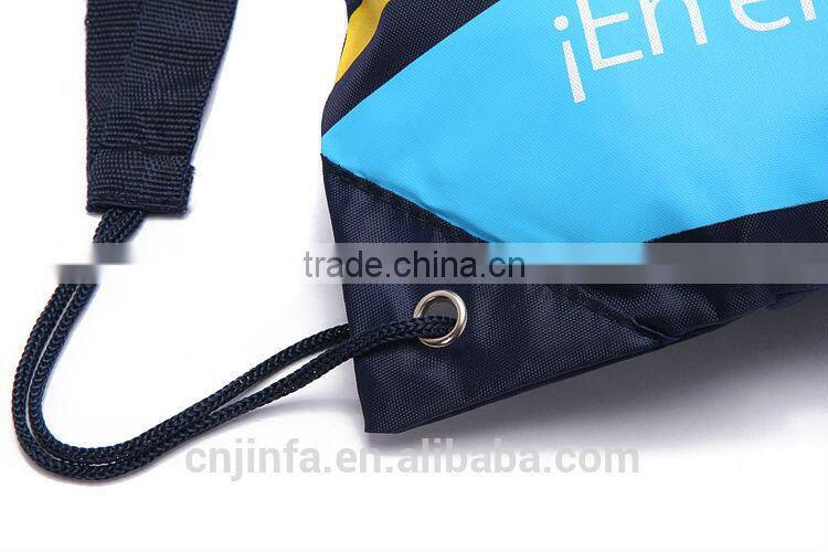 custom logo printed polyester drawstring bag