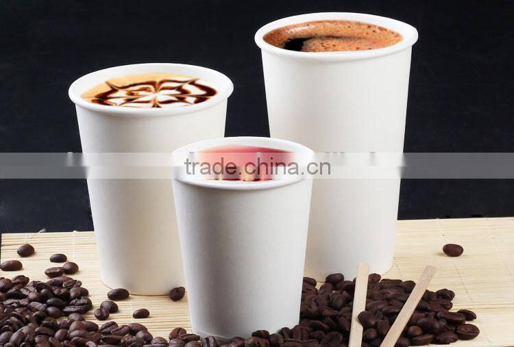 OEM Disposable pe coated white/green/red/browm /black paper coffee cup