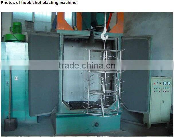 Surface cleaning and strengthening hook shot blasting machine