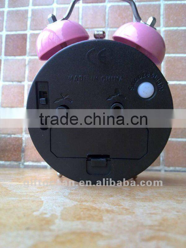 3" twin bell alarm clock, red twin bell alarm clock