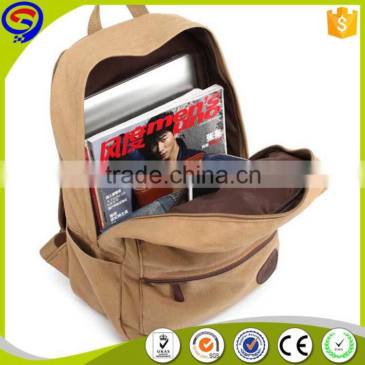 The Newest excellent quality khaki canvas backpack for college girls