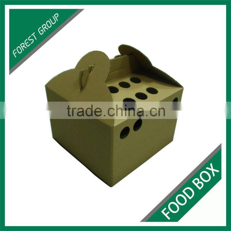 NEW STYLE BROWN PLAIN CORRUGATED FOOD DELIVERY CARTON BOX WITH HANDLES