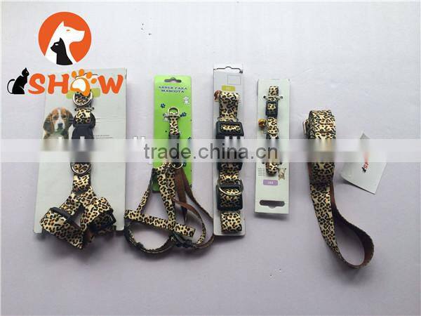 pet dog lead rope back leash set fabric back leopard print