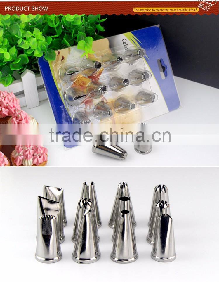 304 stainless steel 12pcs food grade piping cake nozzle dessert decorators baking tools