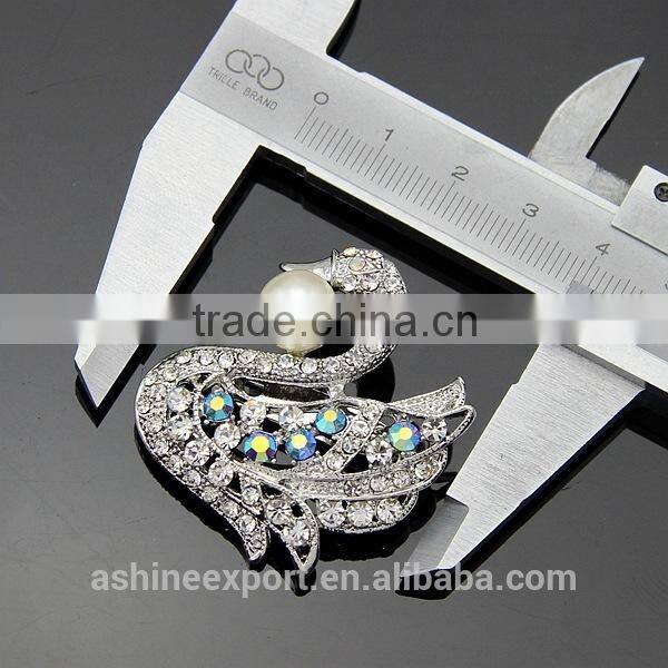 Cute animal series-noble exquisite swan pearl rhinestone brooch/handmade brooch