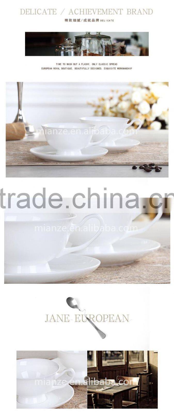 ceramic coffee cup and saucer with gold-rim bone china tea cup and saucer