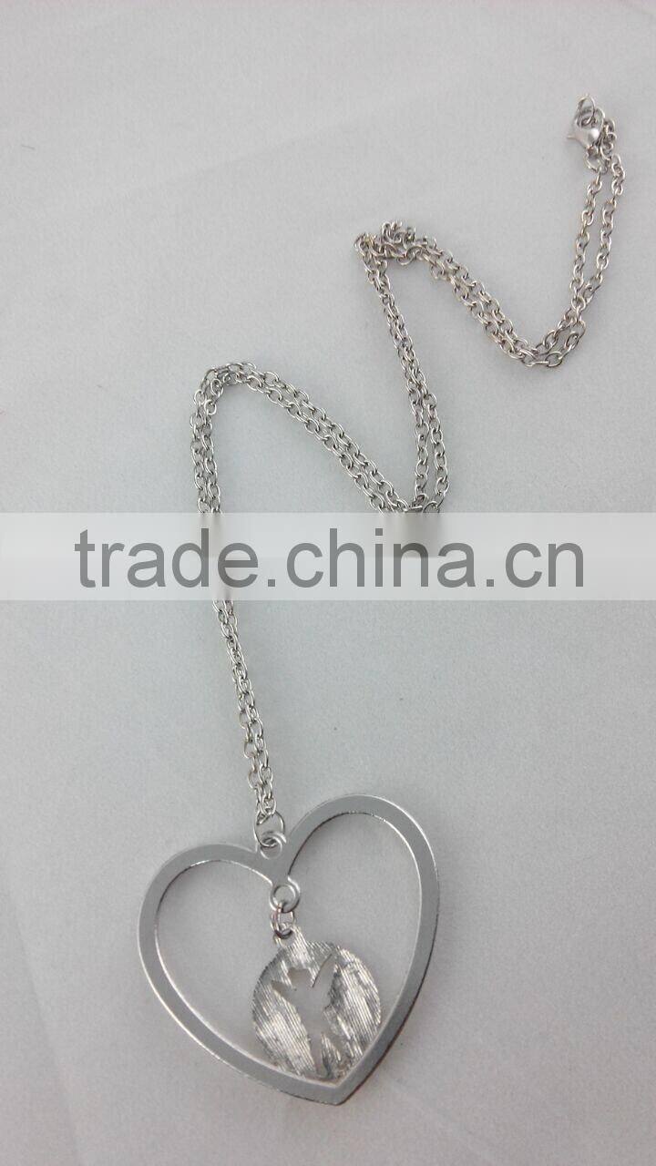 Fashion simple kids alloy necklace love pendant long chain character necklace