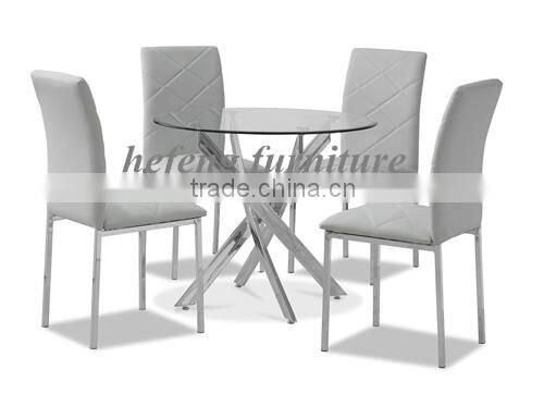 Cafe set with 4 white dining chair