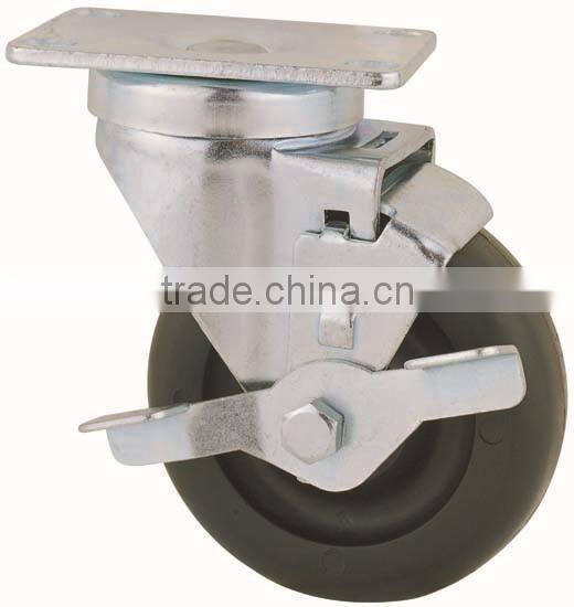 22 Series Double Ball Raceway Structure Top Plate Swivel Black PP Caster with Side Brake