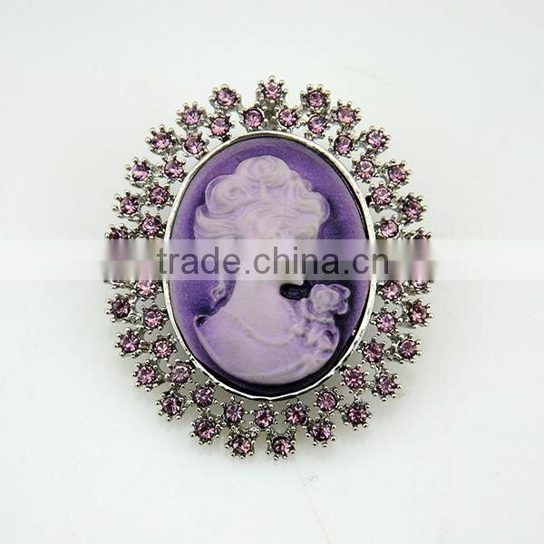 Oval purple diamond elegant goddess drip pictures ex-factory price beauty brooch pin