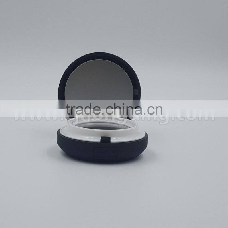 15g Round black compact powder case, double layer cosmetic compact powder box for solid perfume