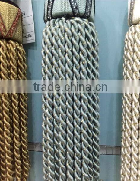 Rayon fabric bullion fringe tassel type decoration tassel with golden yarn