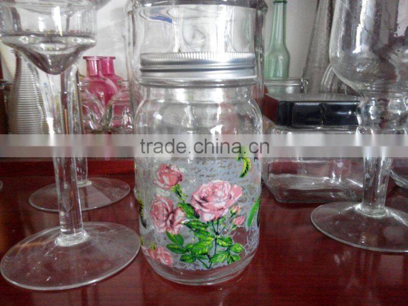 Hot sale glass mason jars with decal