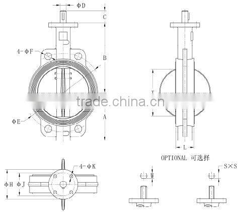 cast iron wafer style butterfly valve
