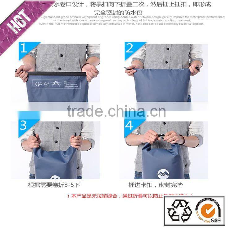 Chinese factory customize dry bag waterproof ocean with shoulder straps for outdoor hiking