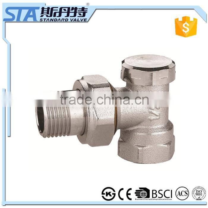 ART.5035 China factory low price lead free customized forged npt brass male threaded angle radiator valve with white handle