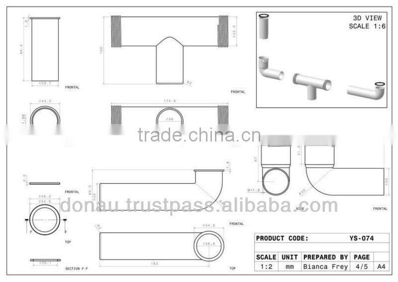 Big Head Sink Siphon with Overflow for Double Bowl Sink 40-50mm (YP074)