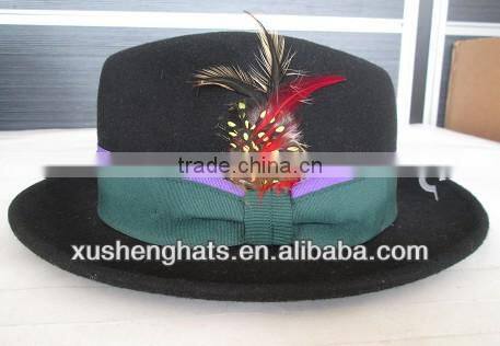 100% new design fedora hat with feather for men