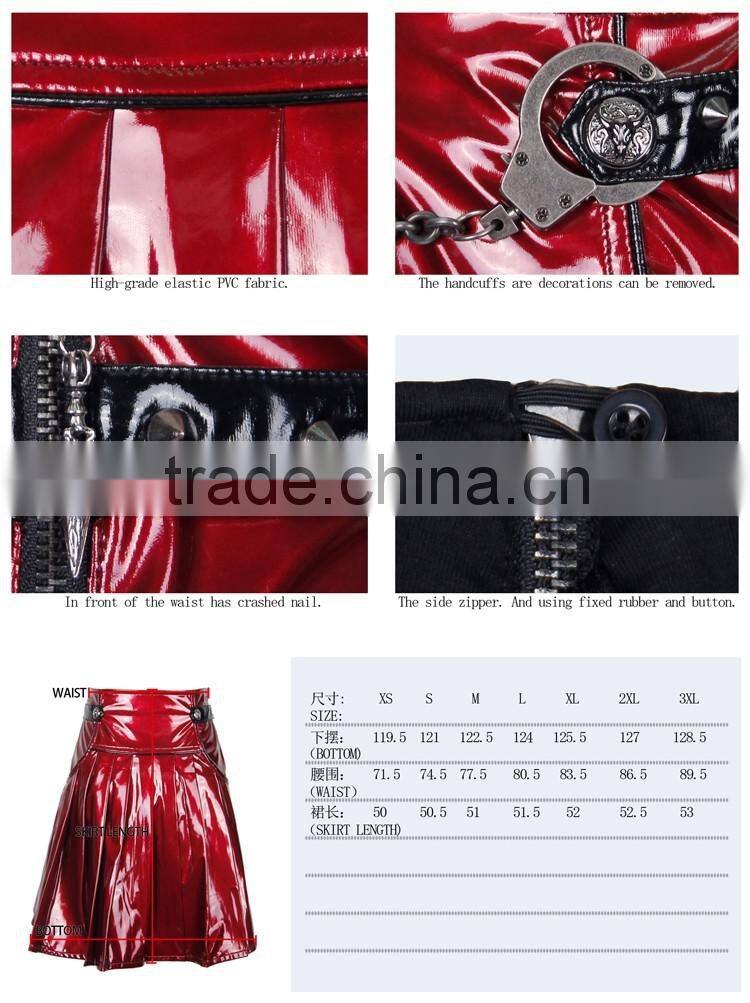 Devil fashion 2015 PUNK gothic leather skirts in red made in China SKT01502