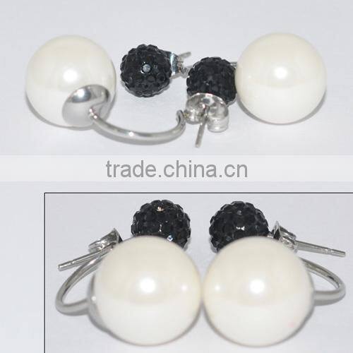 Fashion Stainless Steel Pearl Earring with Diamond Jewellery