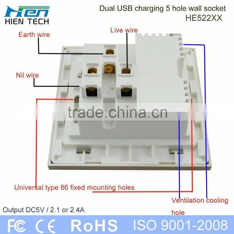 Public commercial using wall socket USB light socket with 2 USB ports