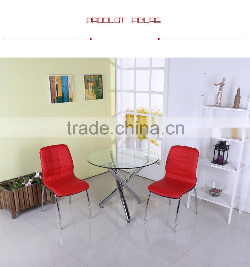 10 mm glass dining table with round recline legs