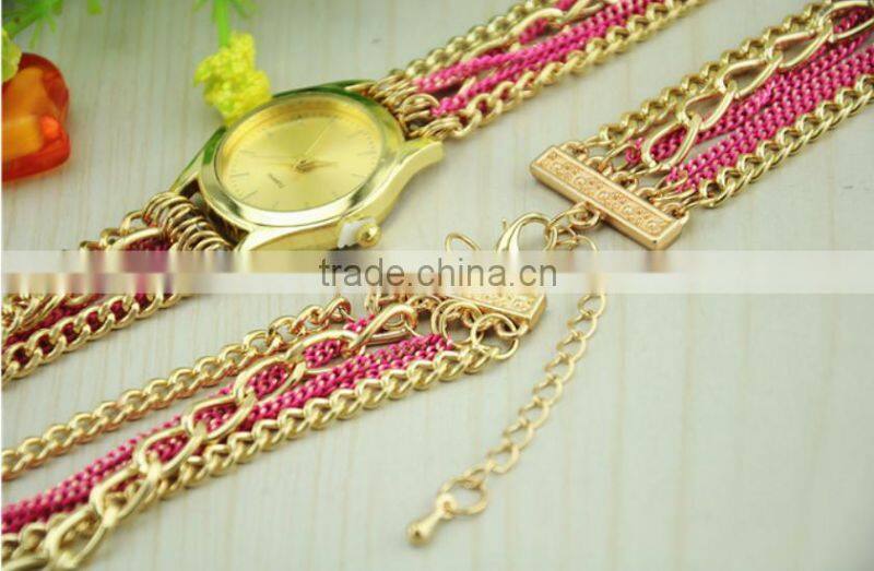 fashion Geneva wrist women metal long chain geneva lady watch
