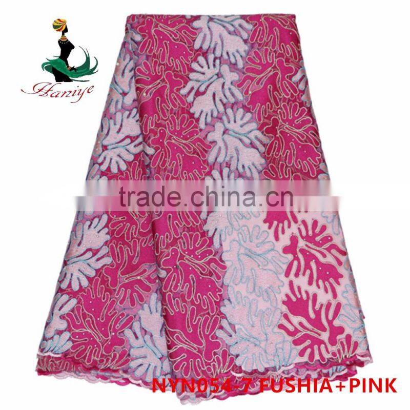 2016 Haniye Wholesale cheap African tulle lace fabrics for wedding dress/NYN54