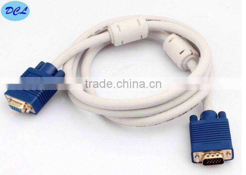 0.5M White VGA male to female cable with gold plated