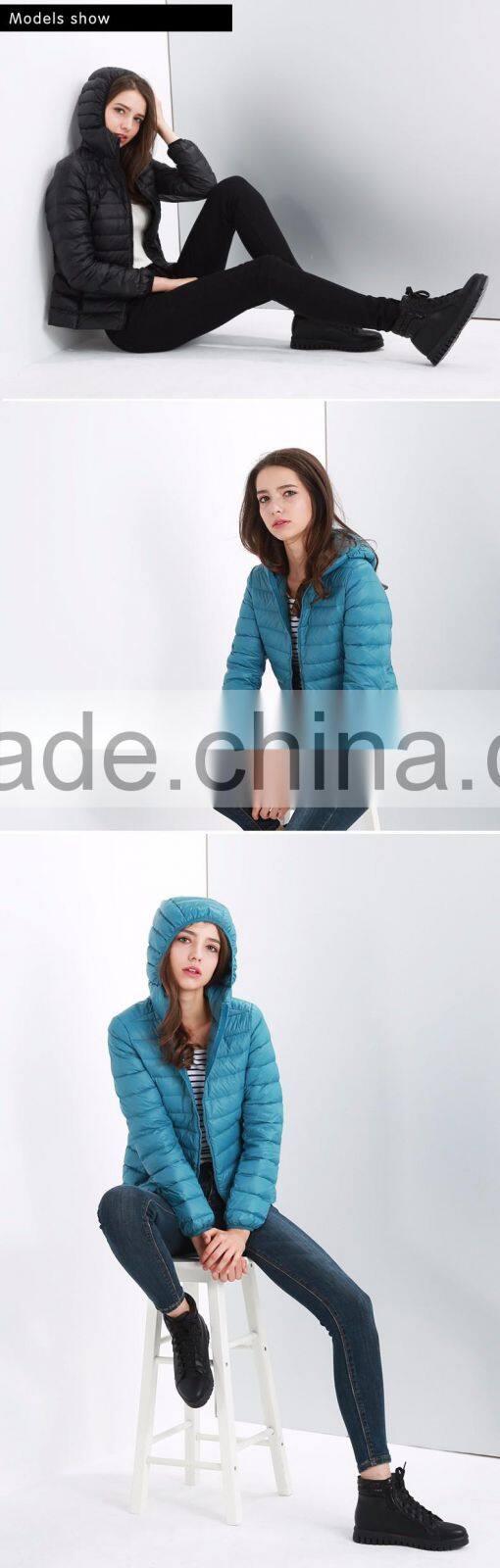Mens / womens winter down hooded jacket whoesale clothing