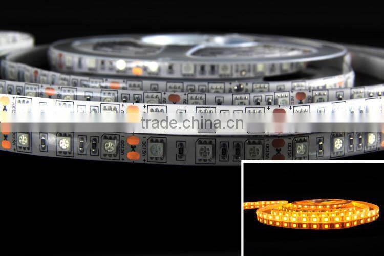 Hot selling DC12V 5050 60led/m amber flexible 5050 waterproof led strip light