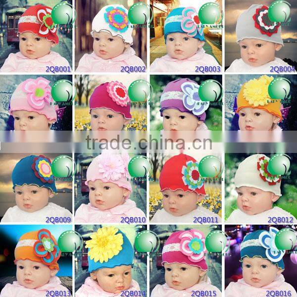 2015 New New Design Fashion Felt Flower Cotton Infant knit Modern Headwear