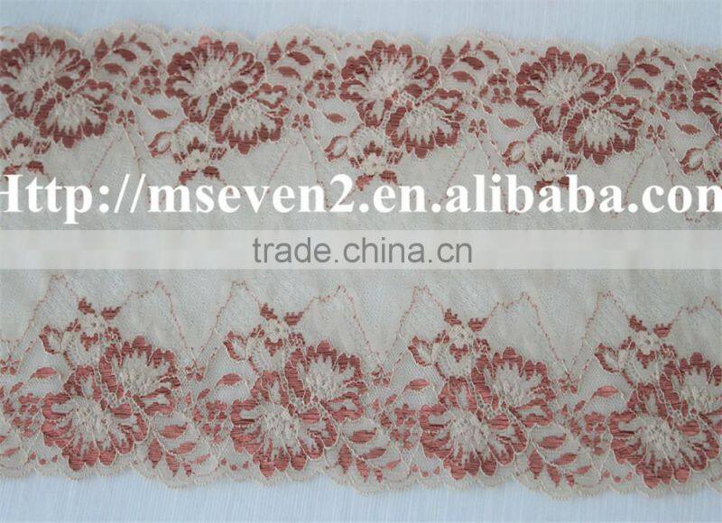 100% embroidery latest design in gold color fower elastic band lace frontal for dress