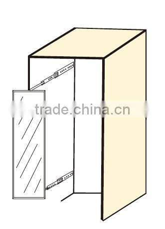 concealed dressing wardrobe pull out mirror with aluminum frame 90 degree rotation and fittings