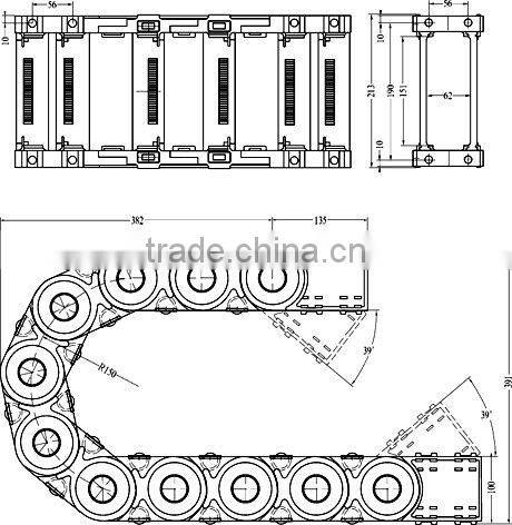 TP 25 30 35 45 62 80 cable chain (covers openable)