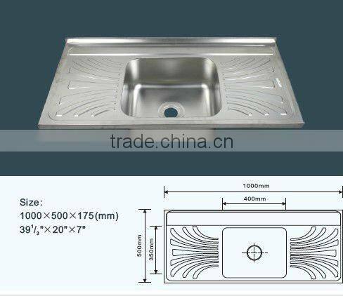 single bowl double tray ss handmade steel sink