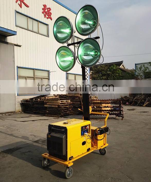 4x1000 watts single phase silent mobile light tower diesel generator
