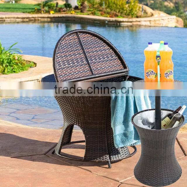 Outdoor garden adjustable rattan ice bucket for parties