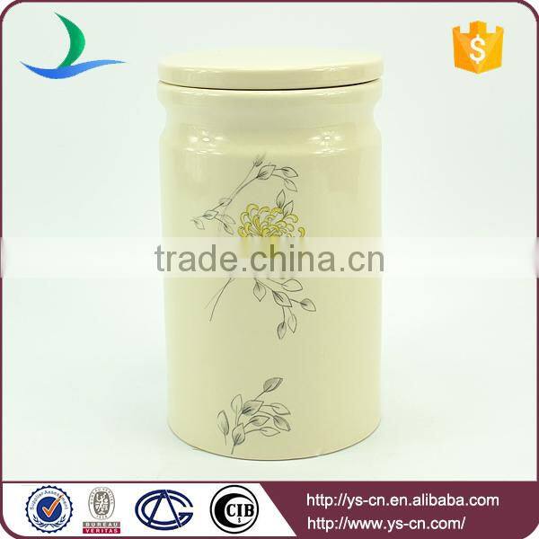 Modern ceramic flower decal storage jars