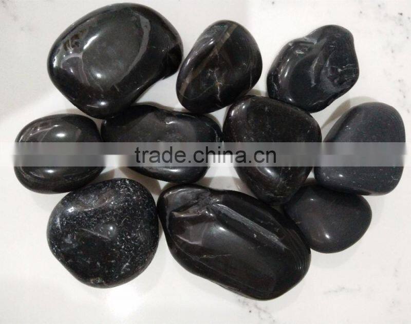 High polished black pebble stone on promotion