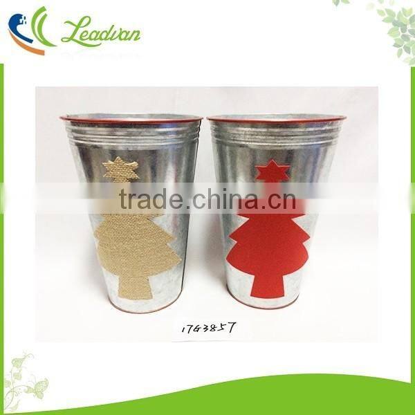 Hot sale tall galvanized metal bucket vase for wife birthday gift