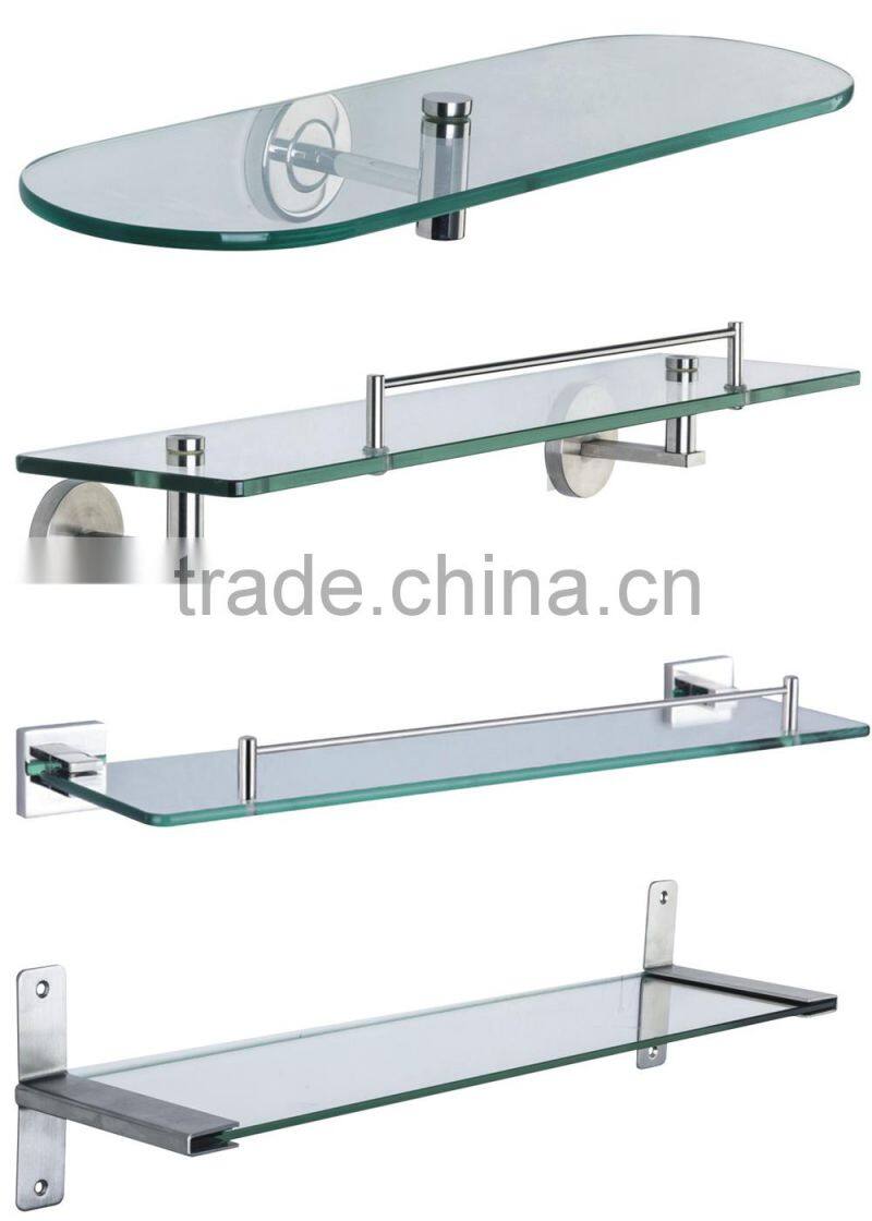 2016 Bathroom Stainless Steel Wall Mounted Corner Glass Shelf