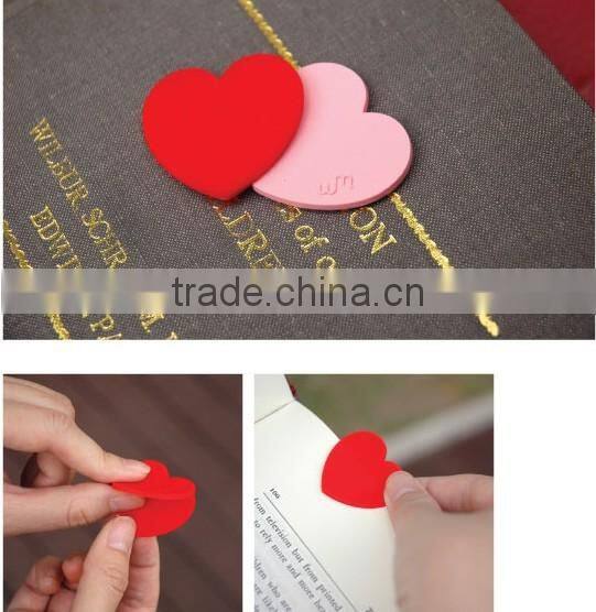WJ017 custom cute heart shape silicone bookmark wholesale