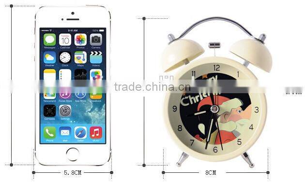 Supply Fashion colorful ultra-quiet with light Twin Bell alarm Clock --Black Santa Claus